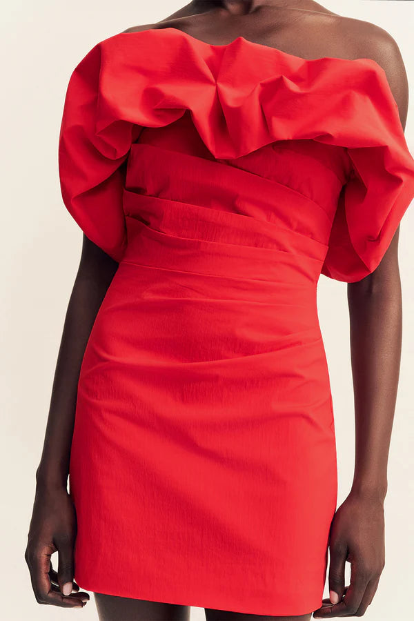 Campbell Strapless Bubble Mini Dress - Goji