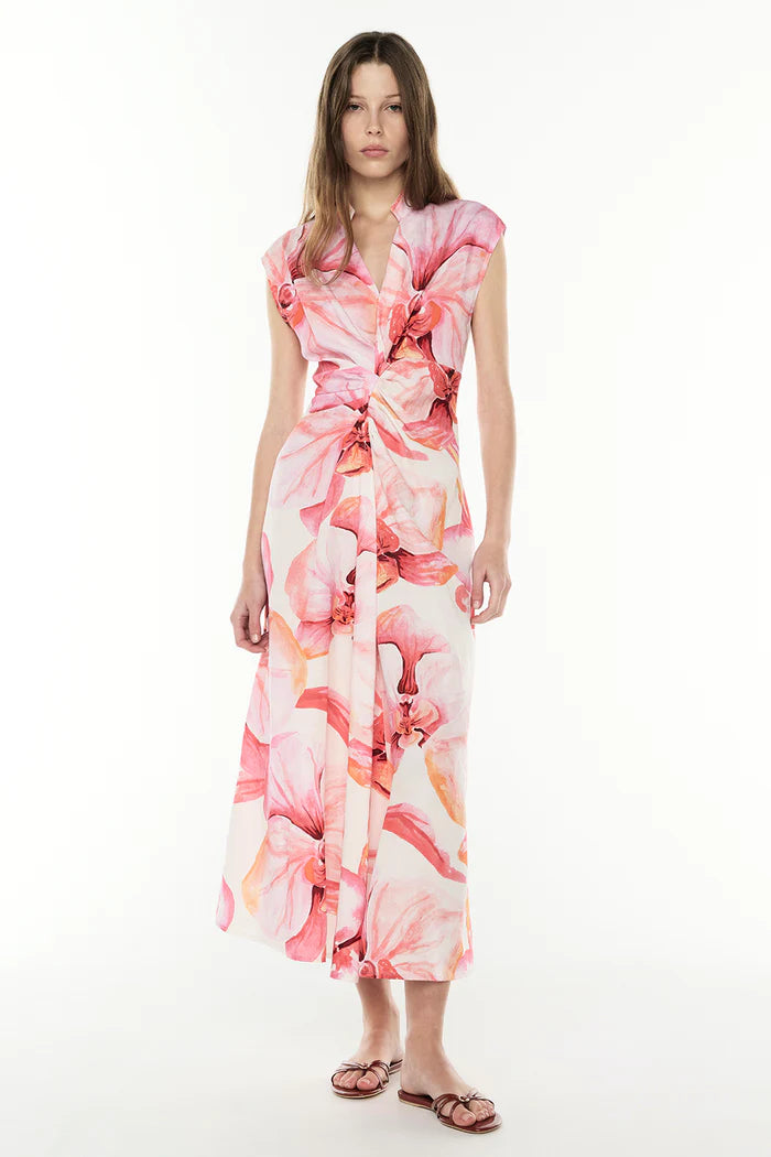 Still Life Midi Dress - Pink/Melon