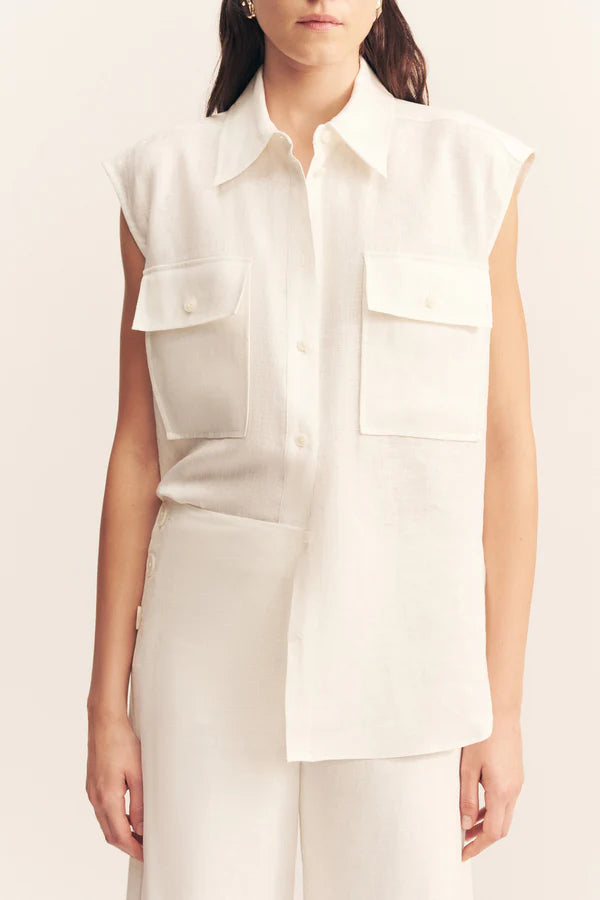 Wellington Sleeveless Shirt - Ivory