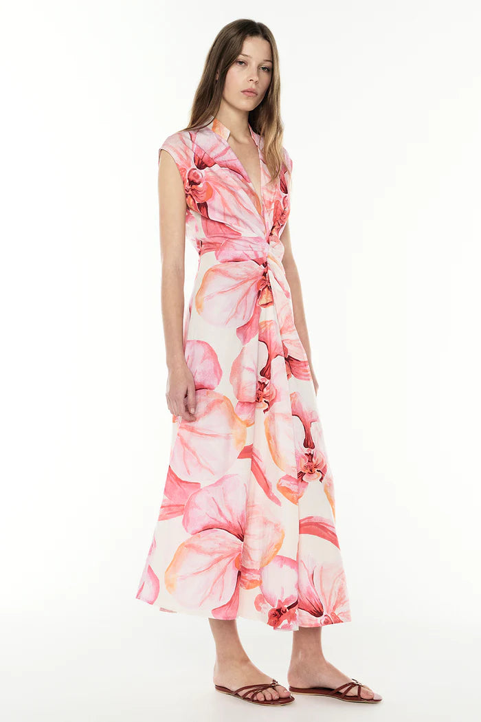 Still Life Midi Dress - Pink/Melon