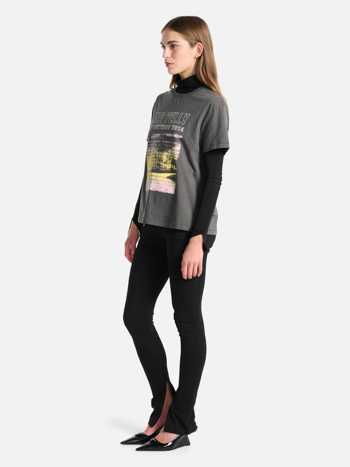 Palms Landscape Relaxed Tee - Charcoal