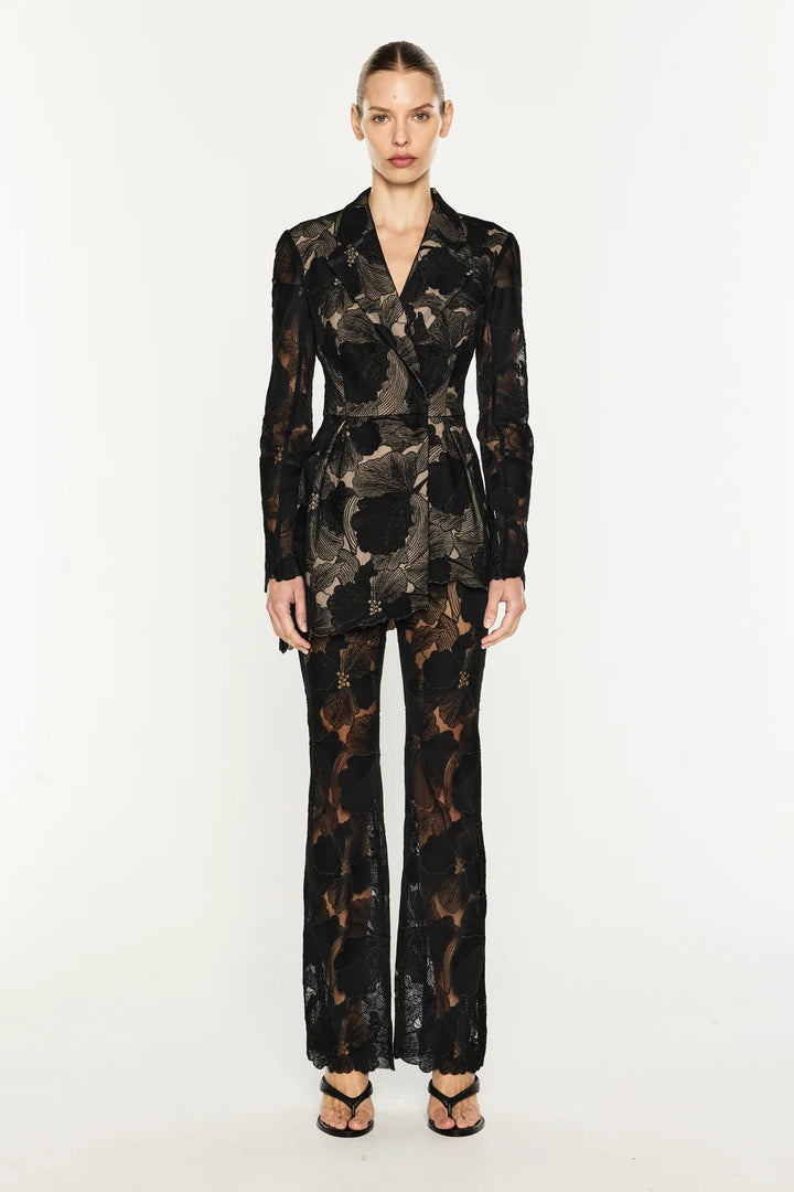 Sheer Force Peplum Blazer - Black