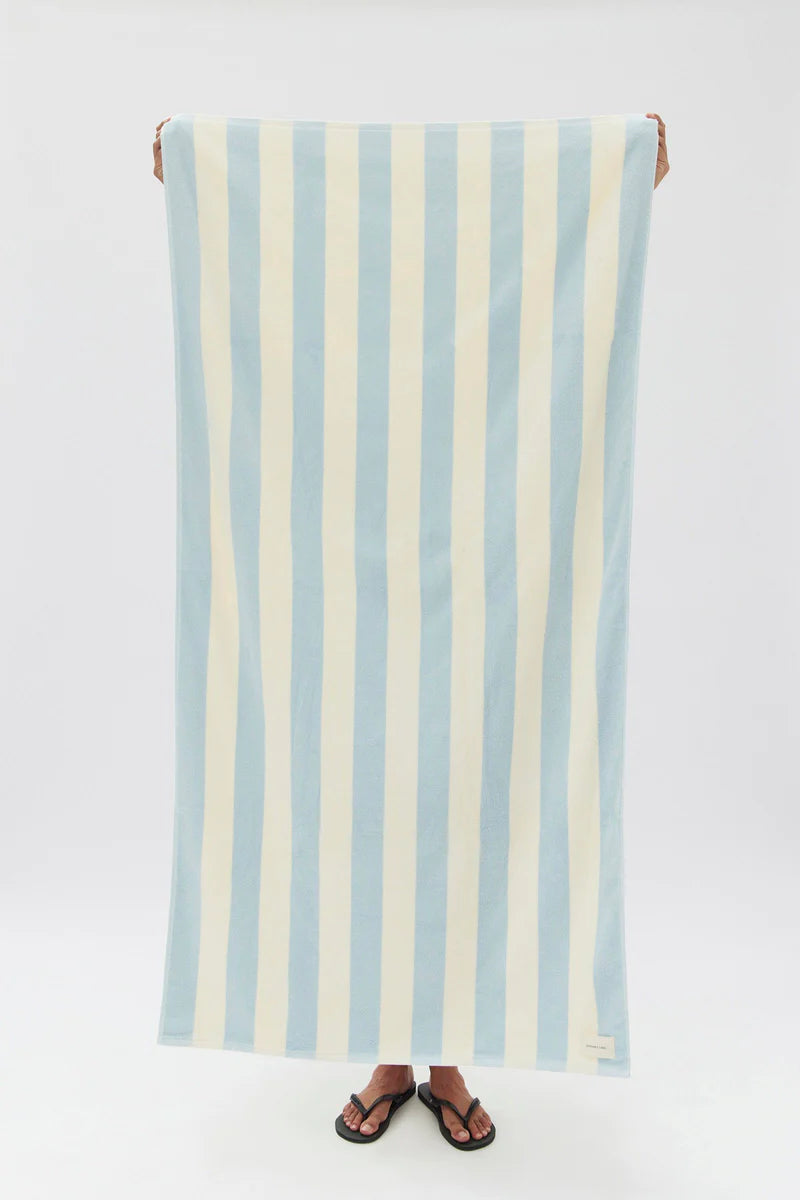 Wide Stripe Beach Towel Blue - Bule Haze and White
