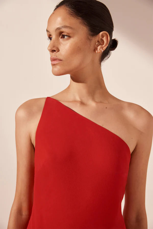 Amina One Shoulder Maxi Dress - Chilli