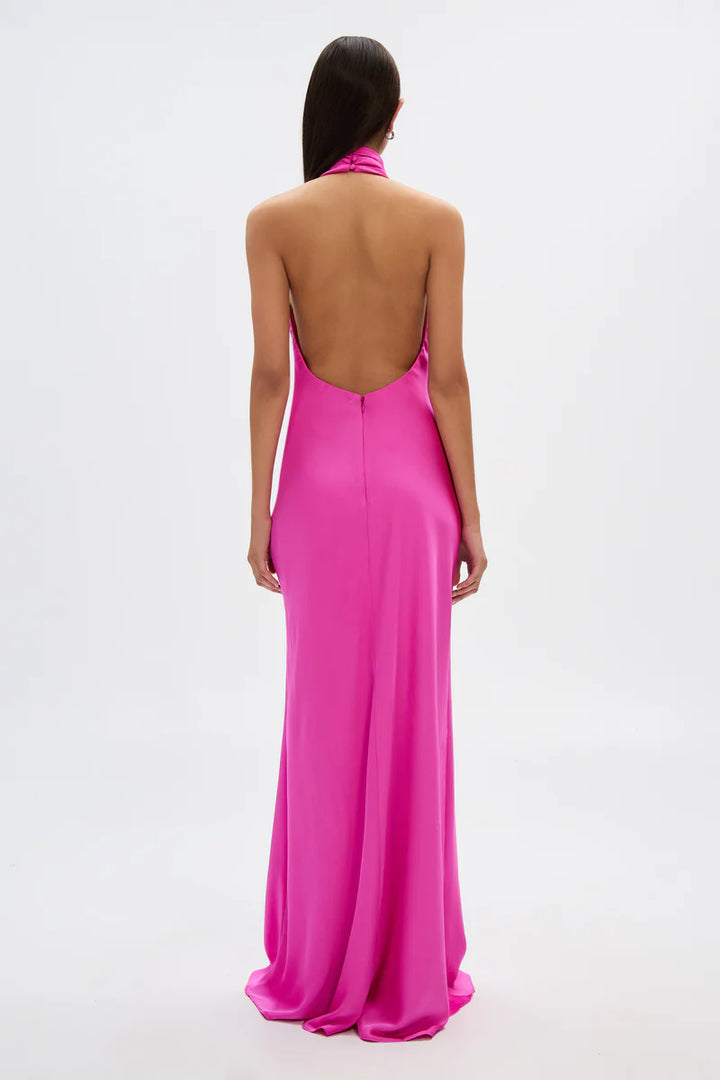 Evianna Satin Dress - Hot Pink