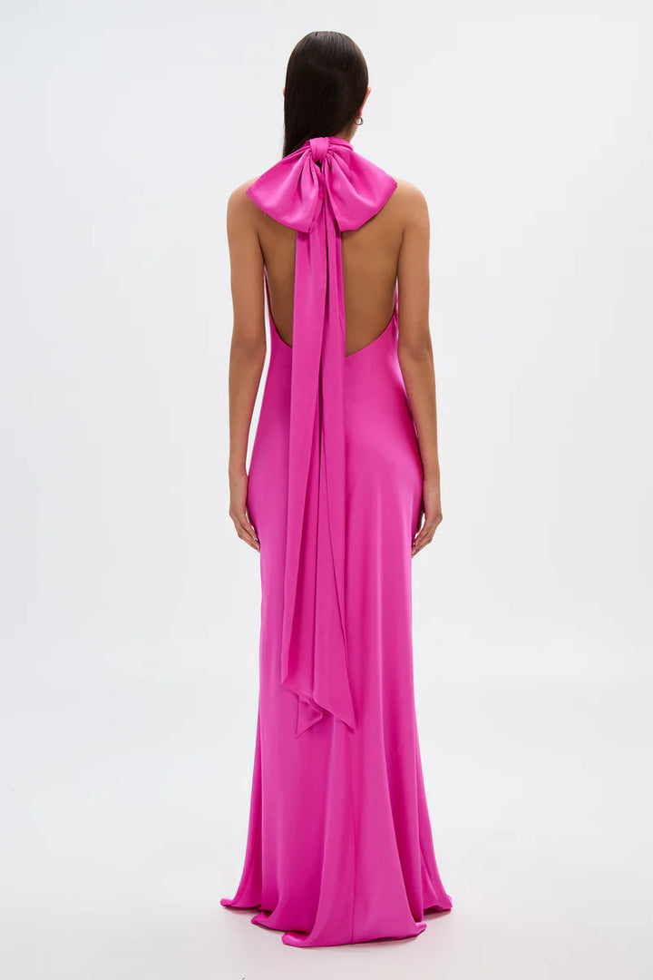 Evianna Satin Dress - Hot Pink