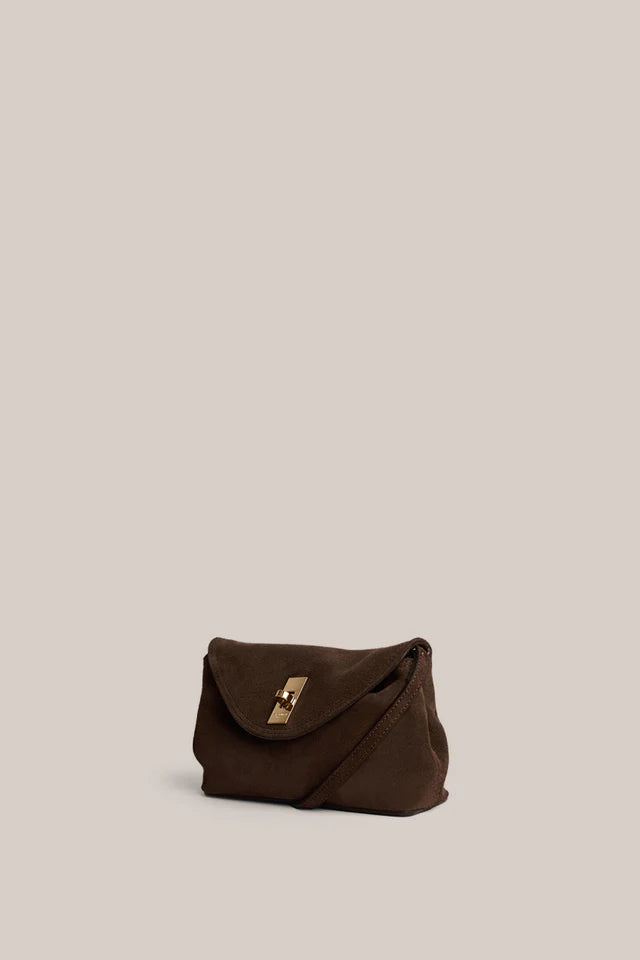 Sloane Suede Mini Crossbody Clutch - Dark Chocolate