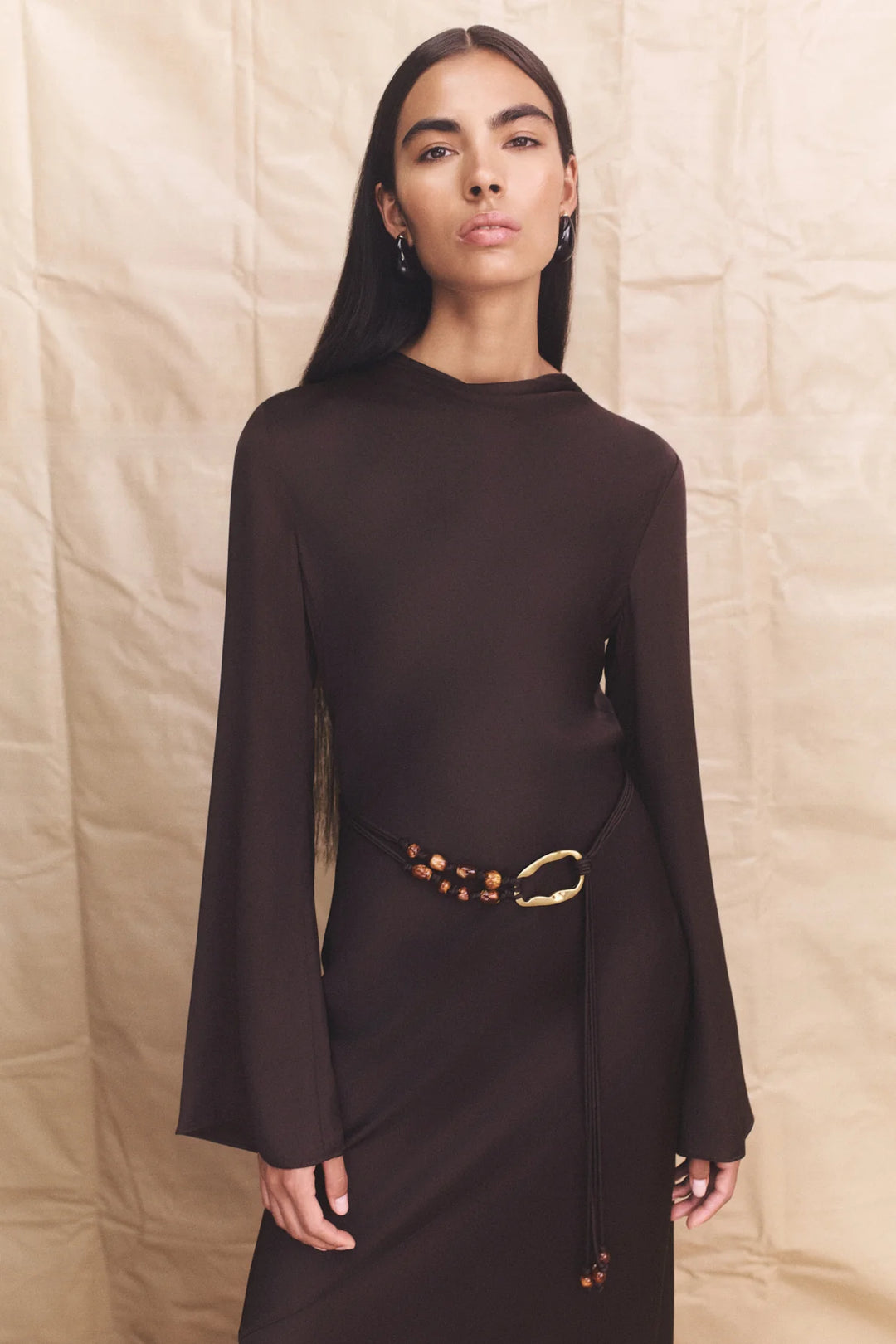 Agnes LS Maxi Dress - Espresso