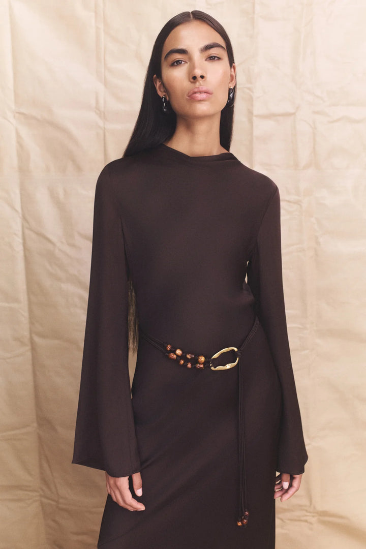 Agnes LS Maxi Dress - Espresso