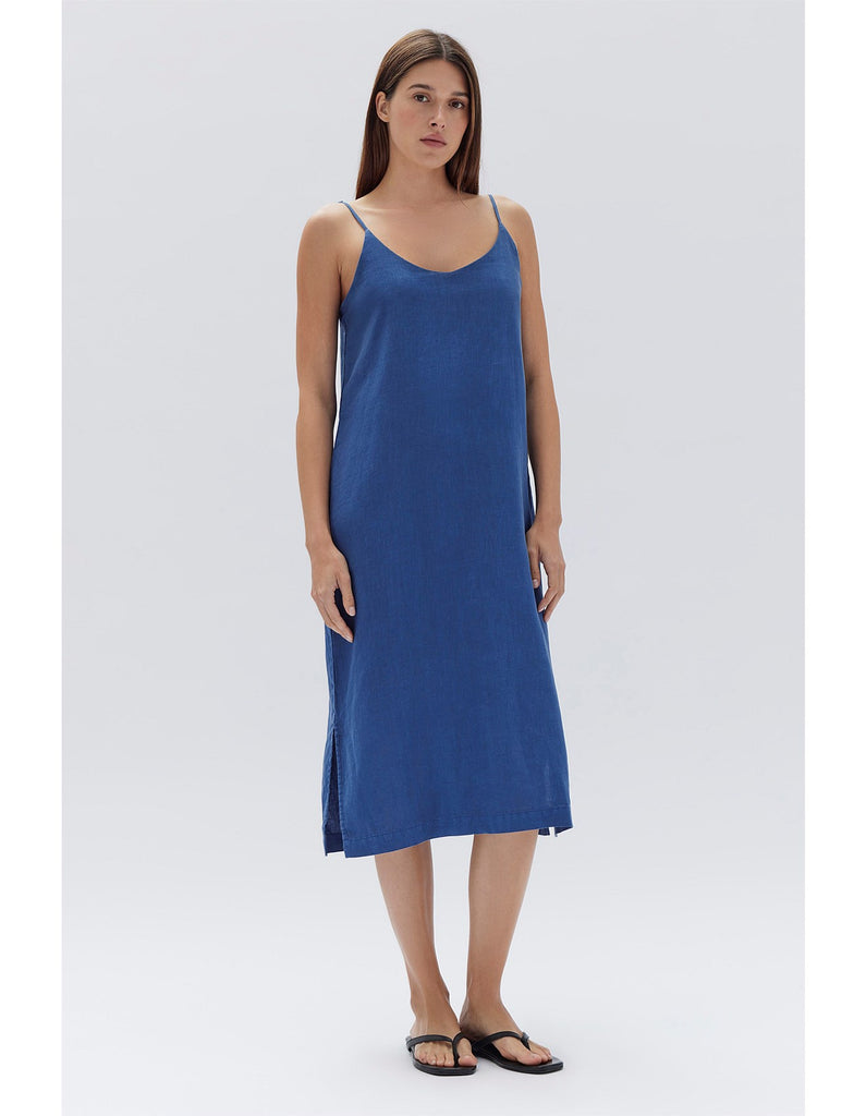 Linen Slip Dress - Royal