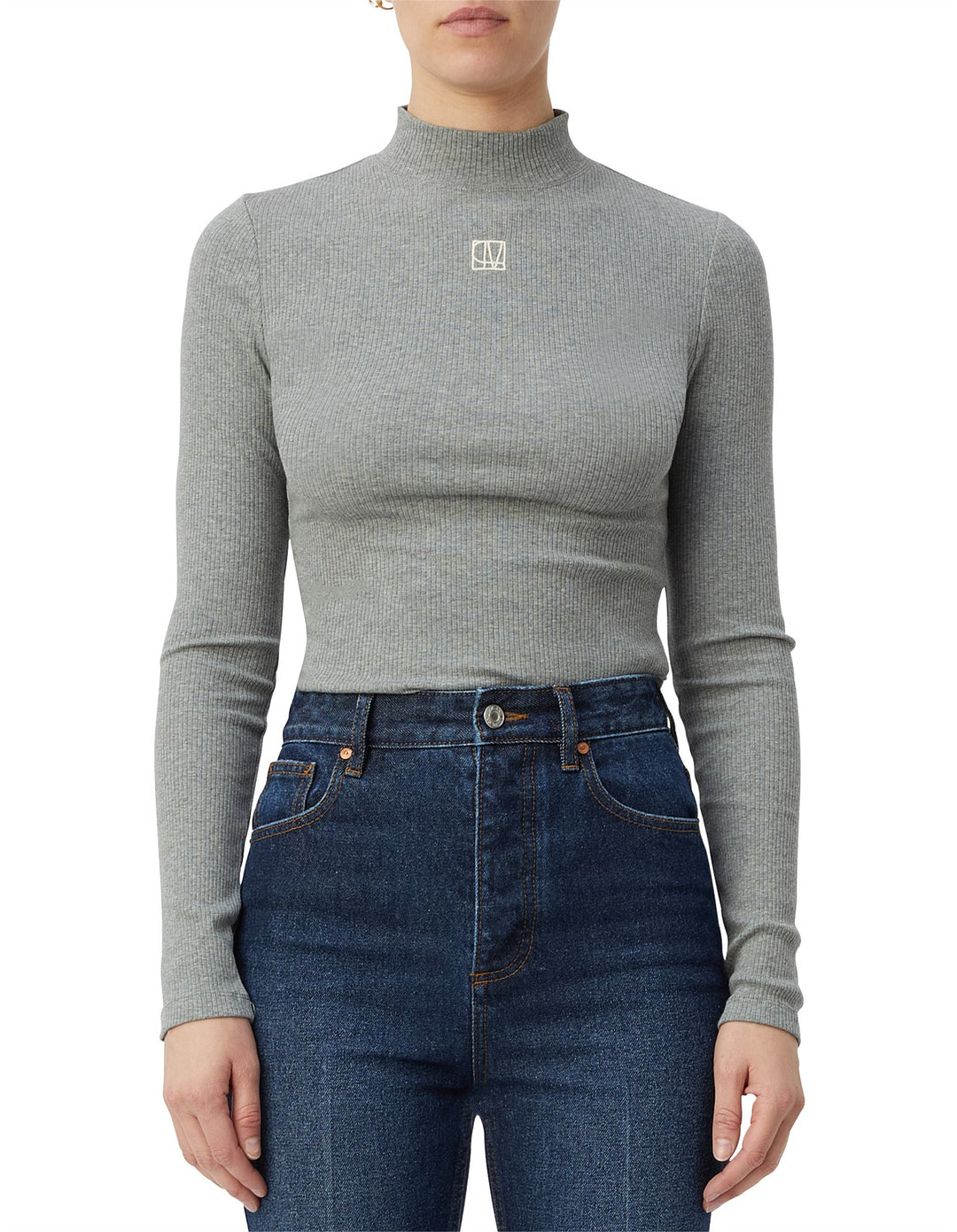 Nora Rib LS Top - Grey Marle