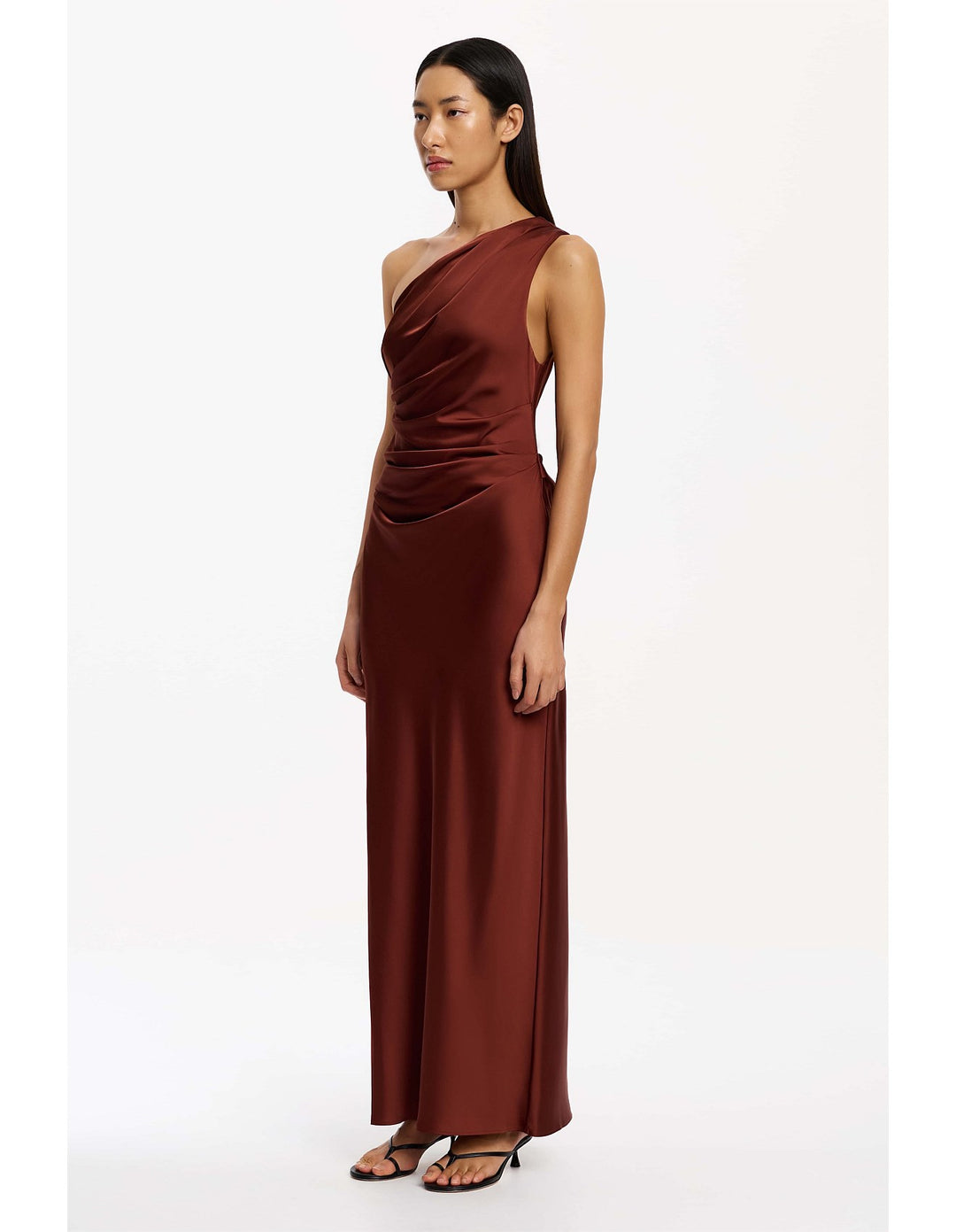 Angela One Shoulder Maxi Dress - Carob
