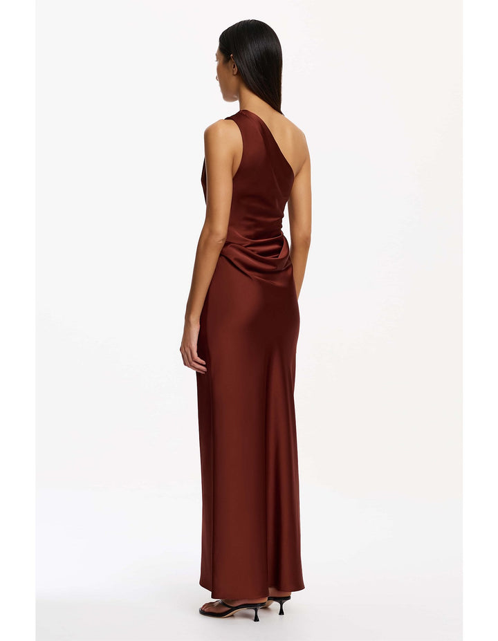 Angela One Shoulder Maxi Dress - Carob
