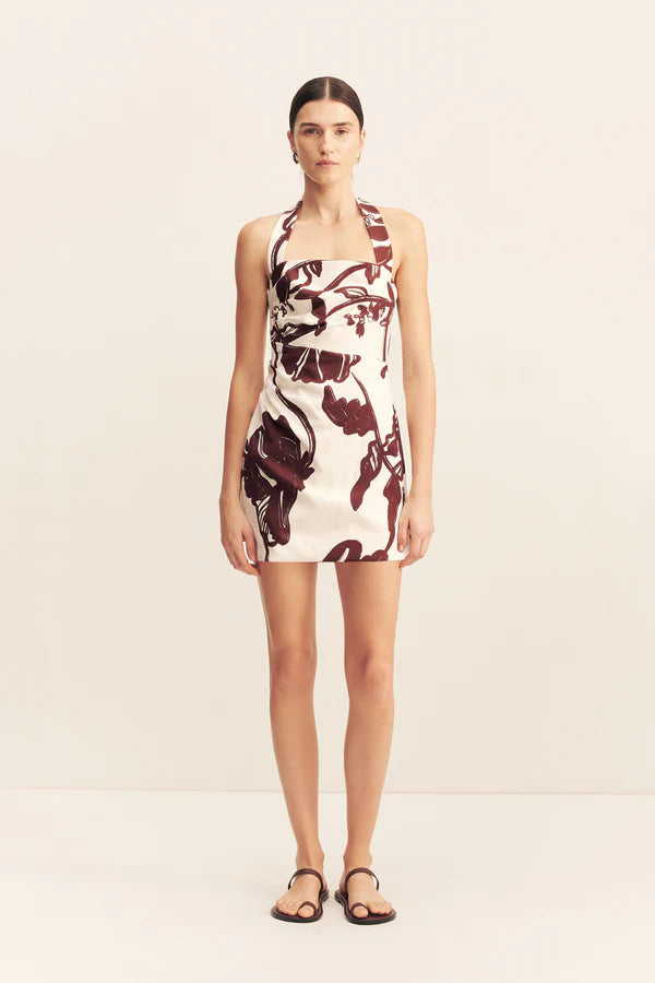 Emmett Halter Draped Mini Dress - Redwood Wallpaper