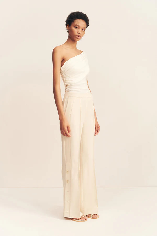 Irena Side Split Button Pant - Rice