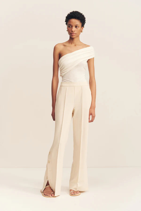 Irena Side Split Button Pant - Rice