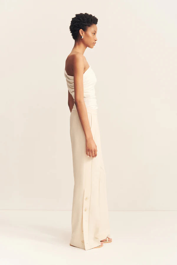 Irena Side Split Button Pant - Rice