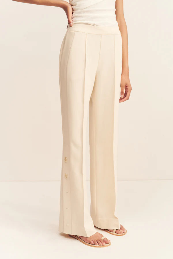 Irena Side Split Button Pant - Rice