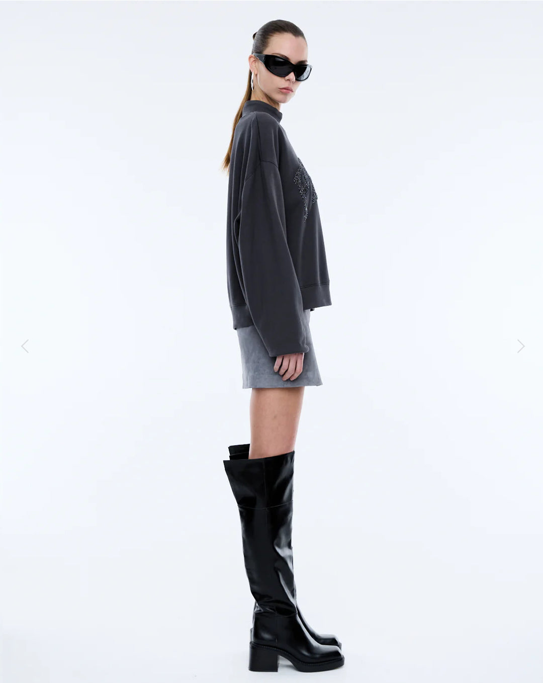 Glitter Collegiate Sweatshirt - Off Black