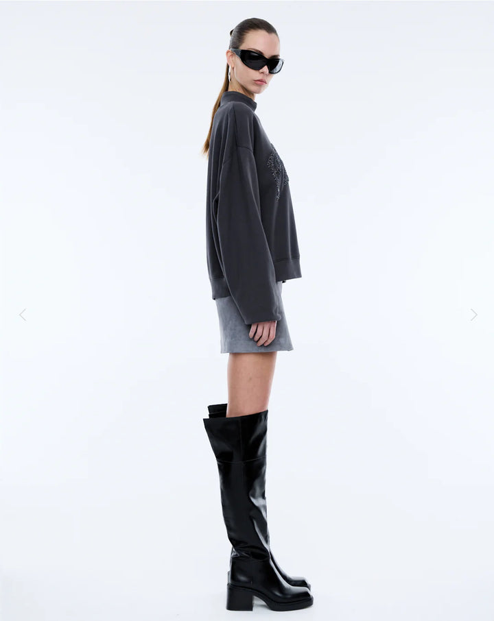 Glitter Collegiate Sweatshirt - Off Black