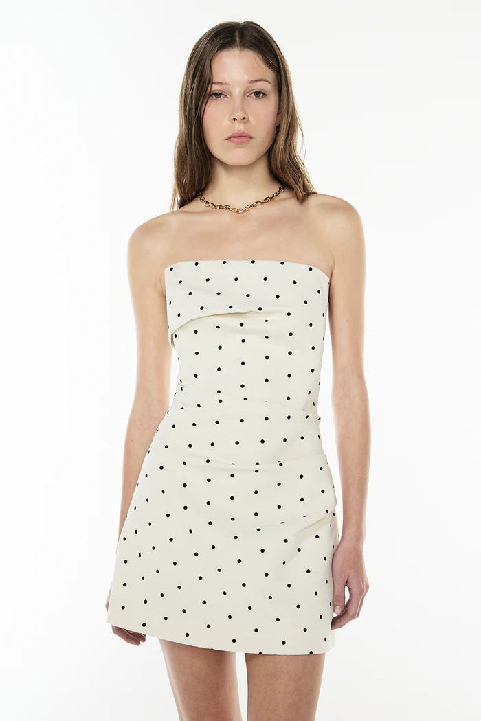 Dot Dot Dash Mini Dress - Ivory/ Black