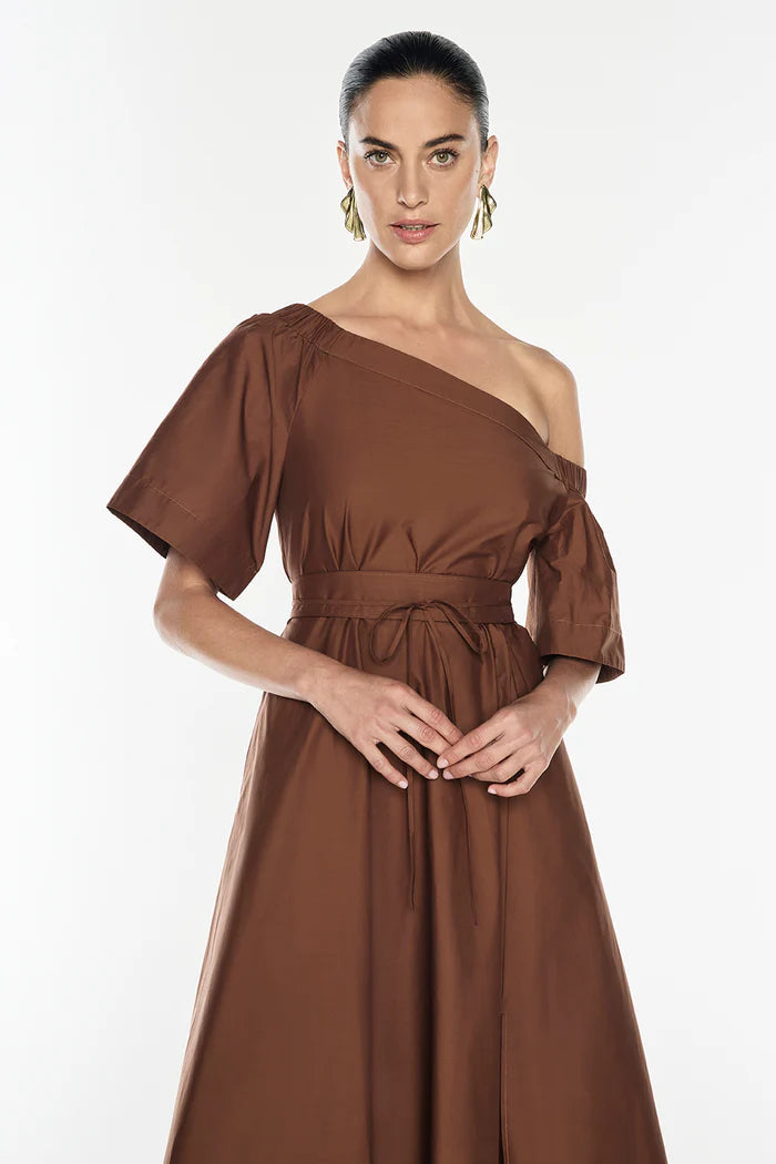 Provence Off Shoulder Dress - Cognac