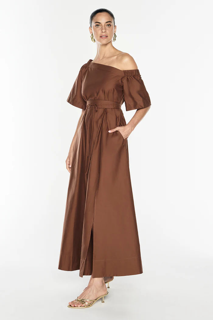 Provence Off Shoulder Dress - Cognac