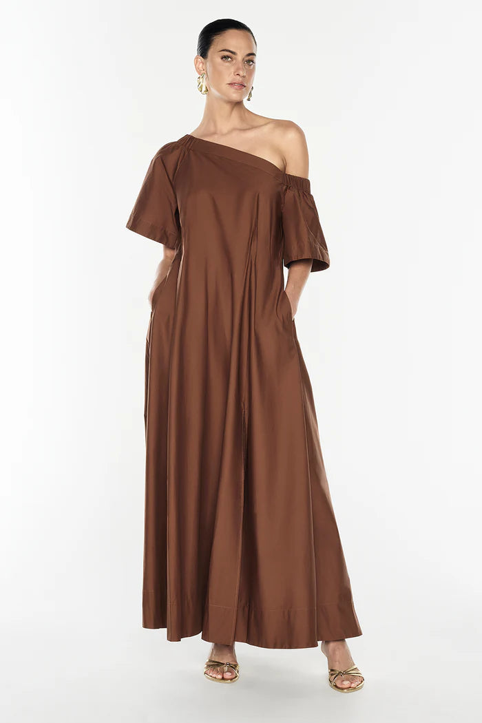 Provence Off Shoulder Dress - Cognac