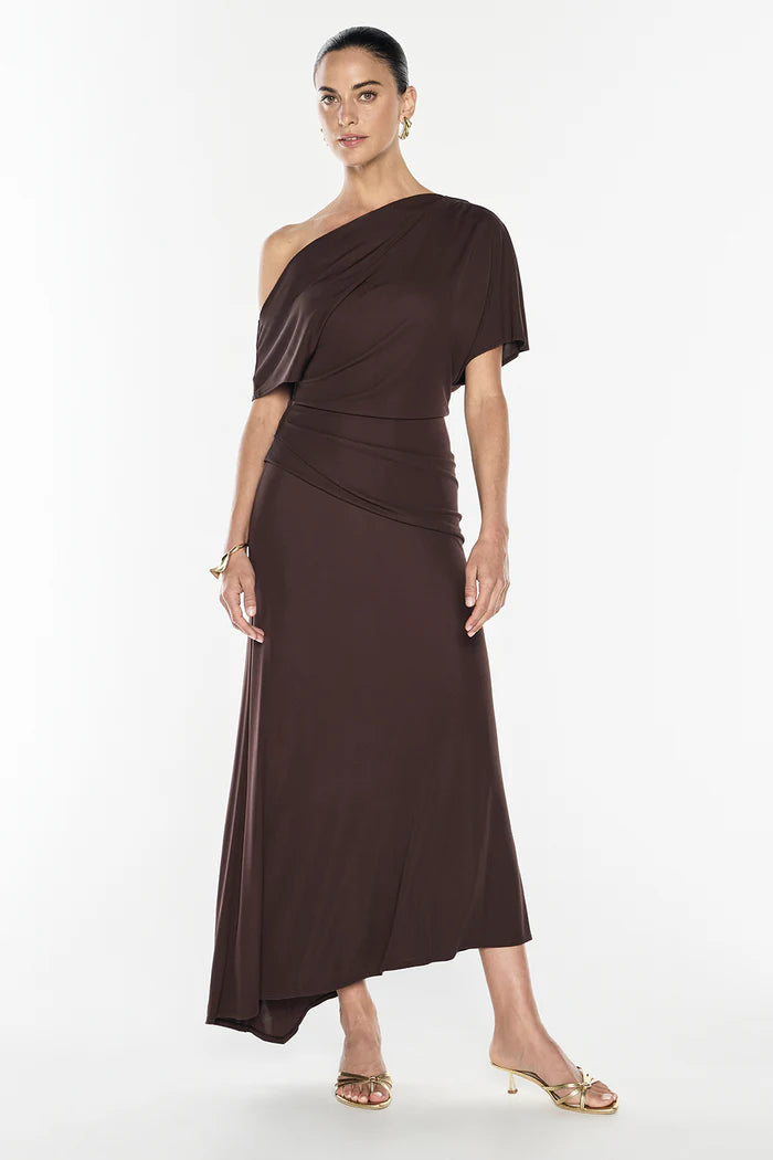 Sweet Days Drape Dress - Mocha Brown