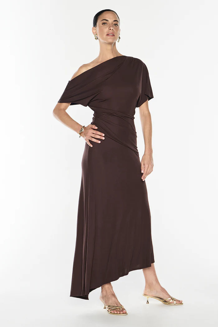 Sweet Days Drape Dress - Mocha Brown