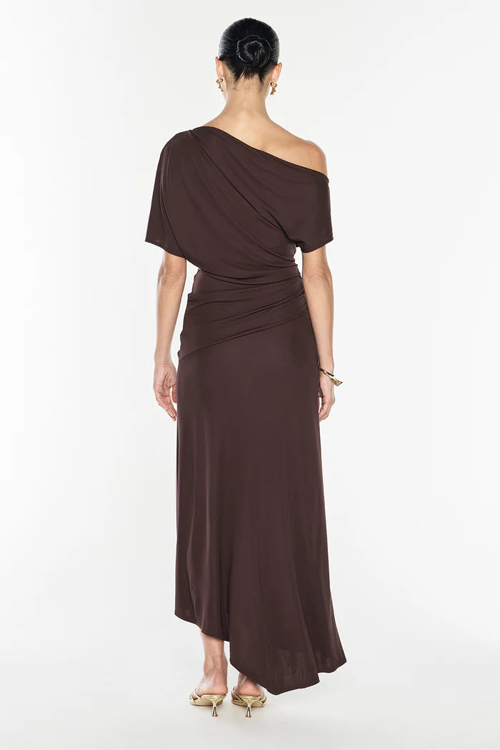 Sweet Days Drape Dress - Mocha Brown
