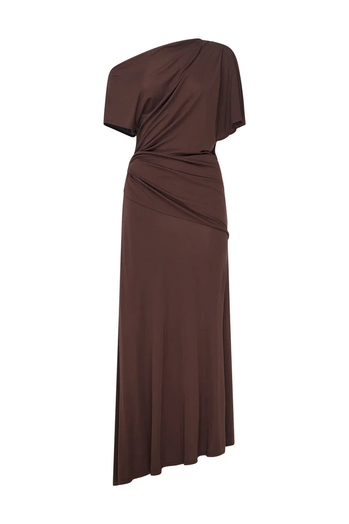 Sweet Days Drape Dress - Mocha Brown