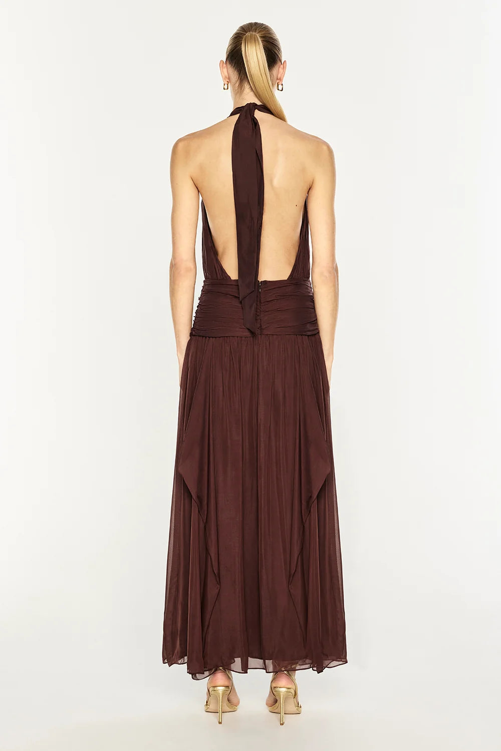 Untamed Allure Halter Dress - Cocoa Brown
