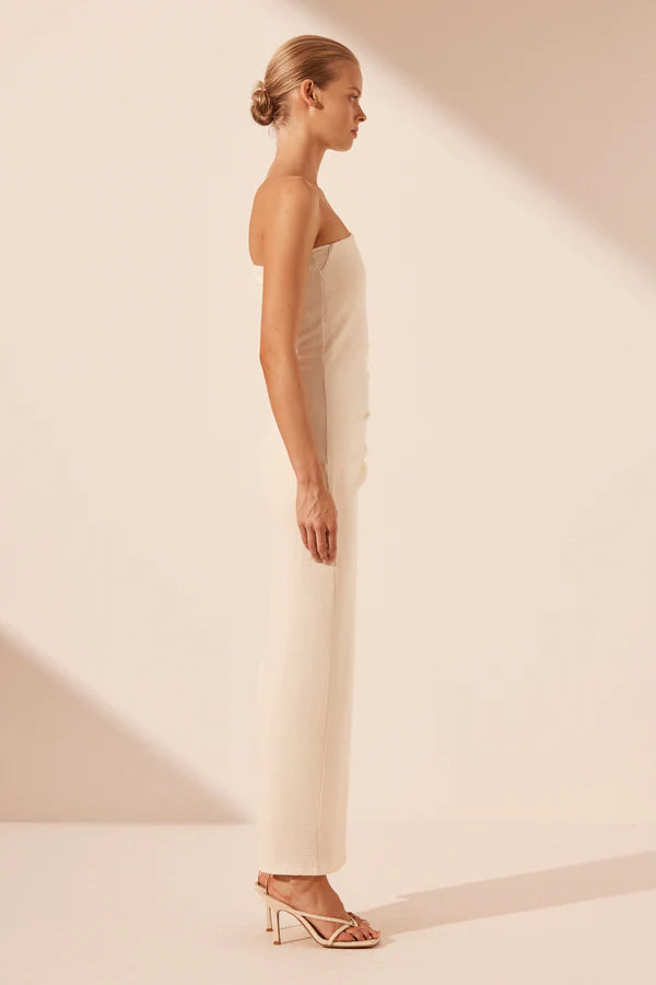 Beau Asymmetrical Twist Maxi Dress - Rice