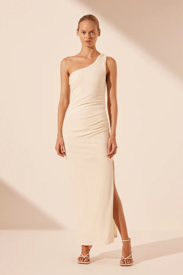 Beau Asymmetrical Twist Maxi Dress - Rice