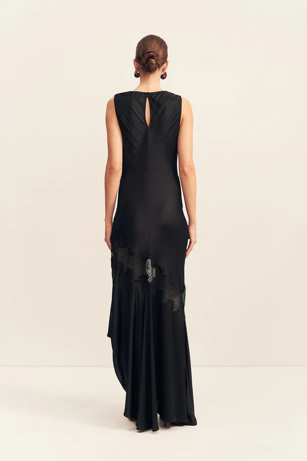 Simona Asymmetrical Paneled Dress - Black