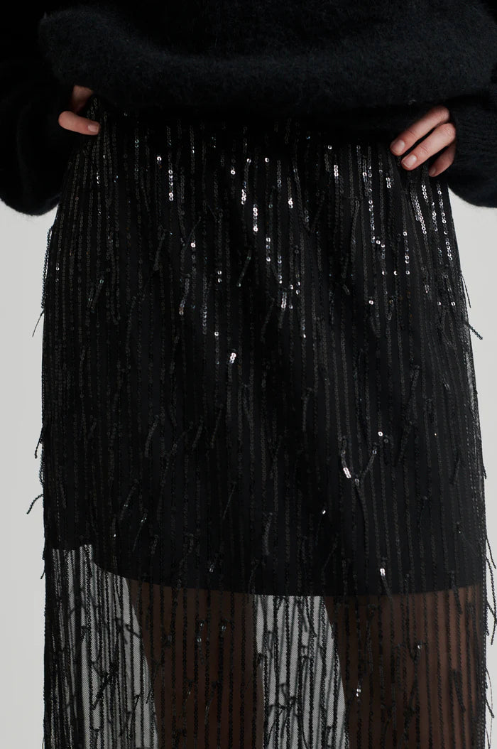 Tassel Maxi Skirt - Black