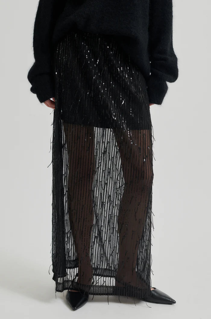 Tassel Maxi Skirt - Black