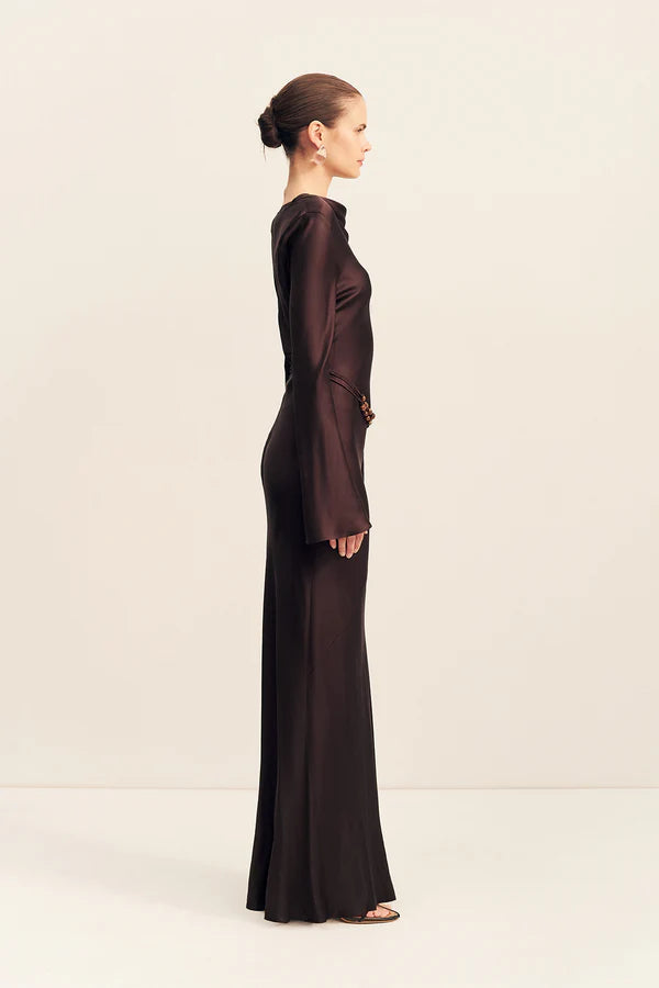 Agnes LS Maxi Dress - Espresso