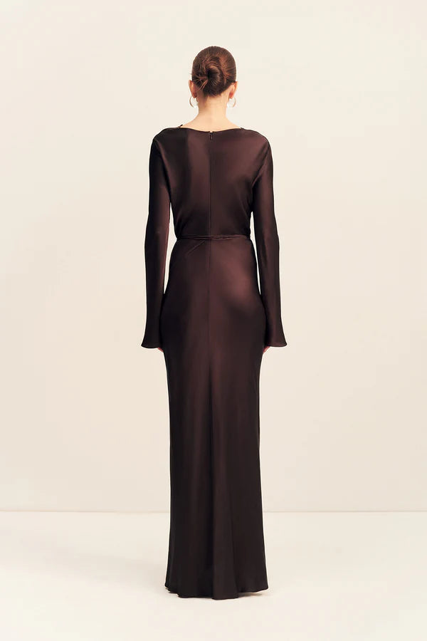 Agnes LS Maxi Dress - Espresso