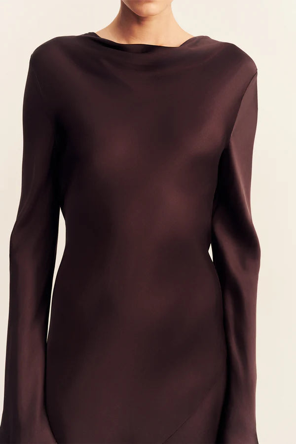 Agnes LS Maxi Dress - Espresso