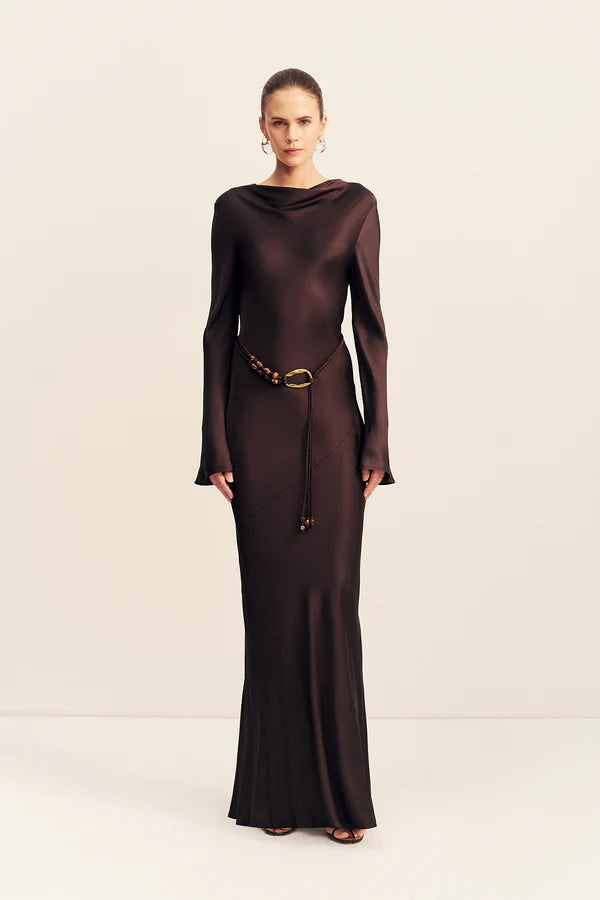 Agnes LS Maxi Dress - Espresso