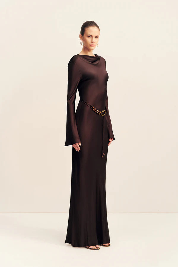 Agnes LS Maxi Dress - Espresso