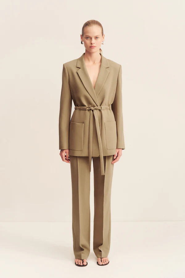 Irena Oversized Belted Blazer - Oak