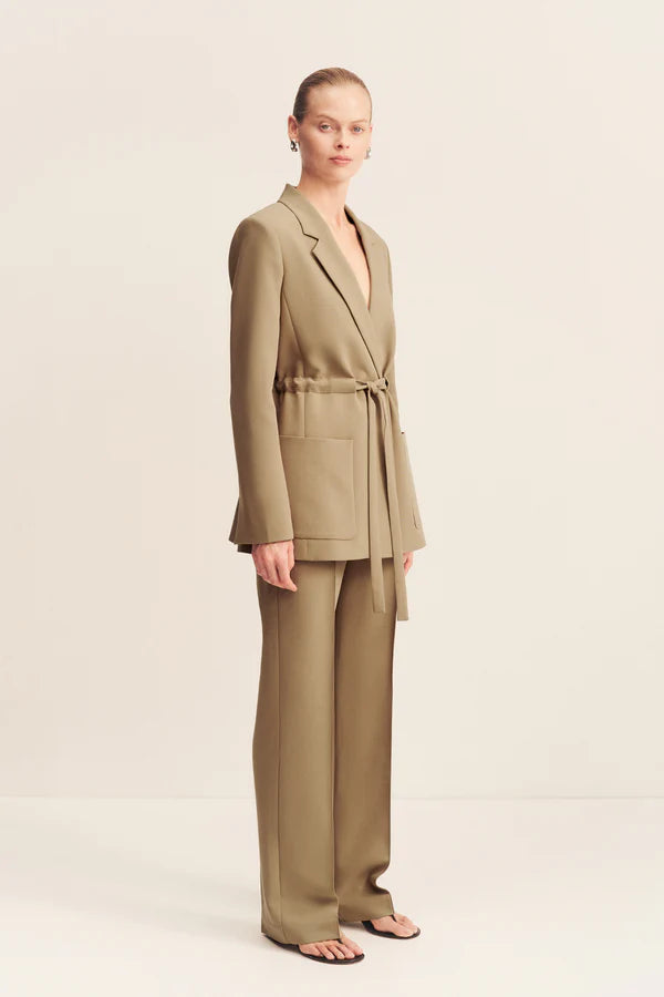 Irena Oversized Belted Blazer - Oak