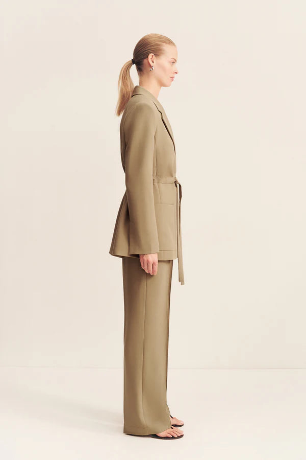 Irena Oversized Belted Blazer - Oak