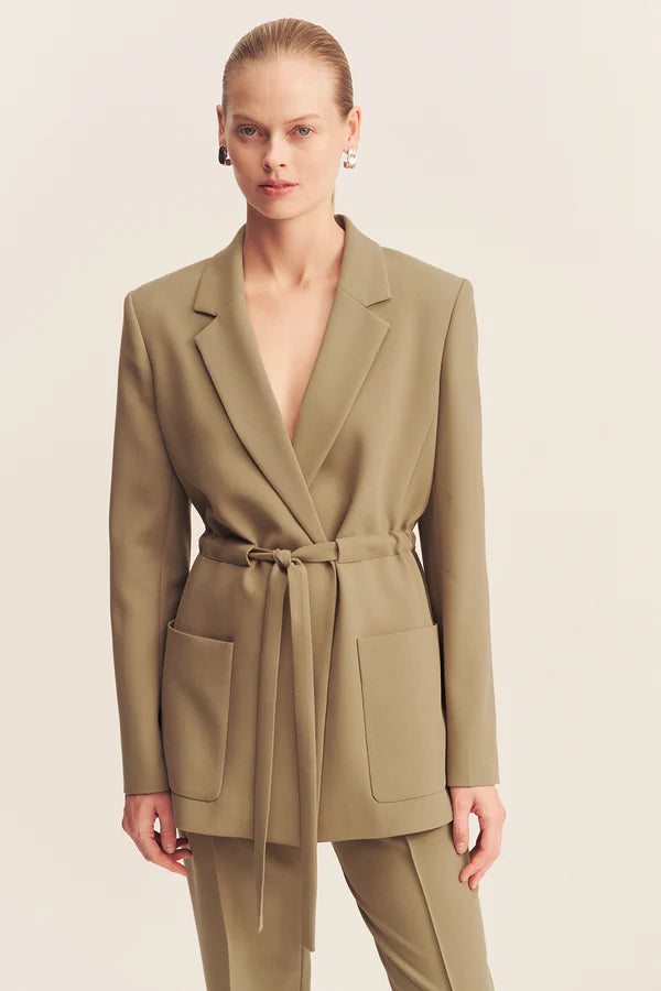 Irena Oversized Belted Blazer - Oak