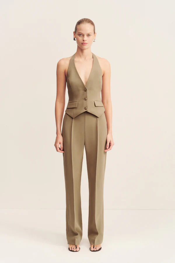 Irena Straight Leg Pintuck Pant - Oak
