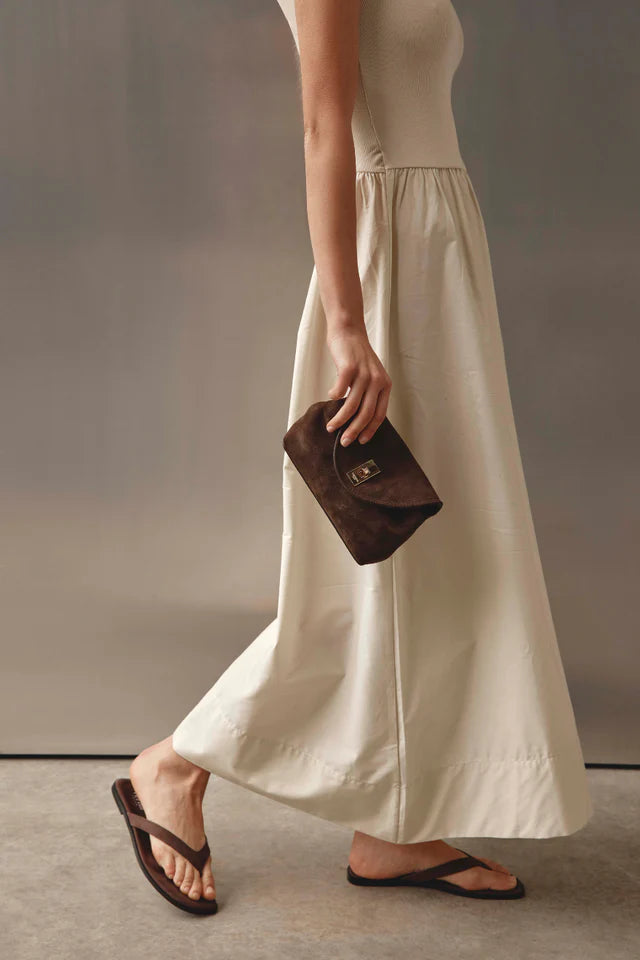 Sloane Suede Mini Crossbody Clutch - Dark Chocolate