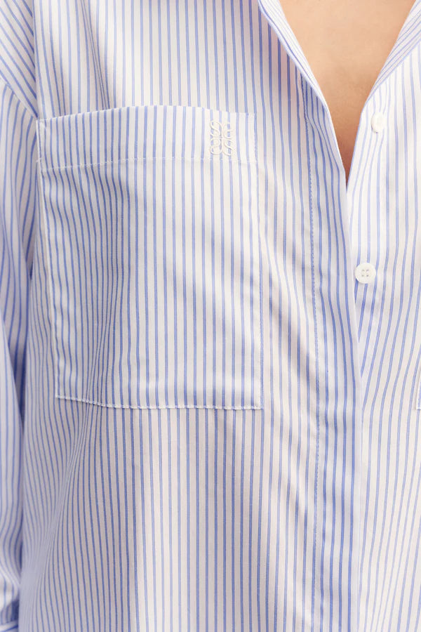 Saunders Oversized Shirt - Marine Stripe